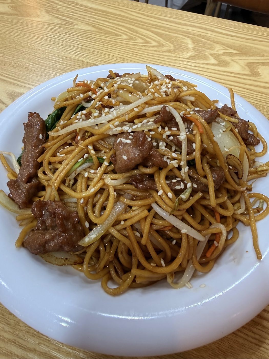Noodles with meat and bean sprouts at Bomb Fried Skewers